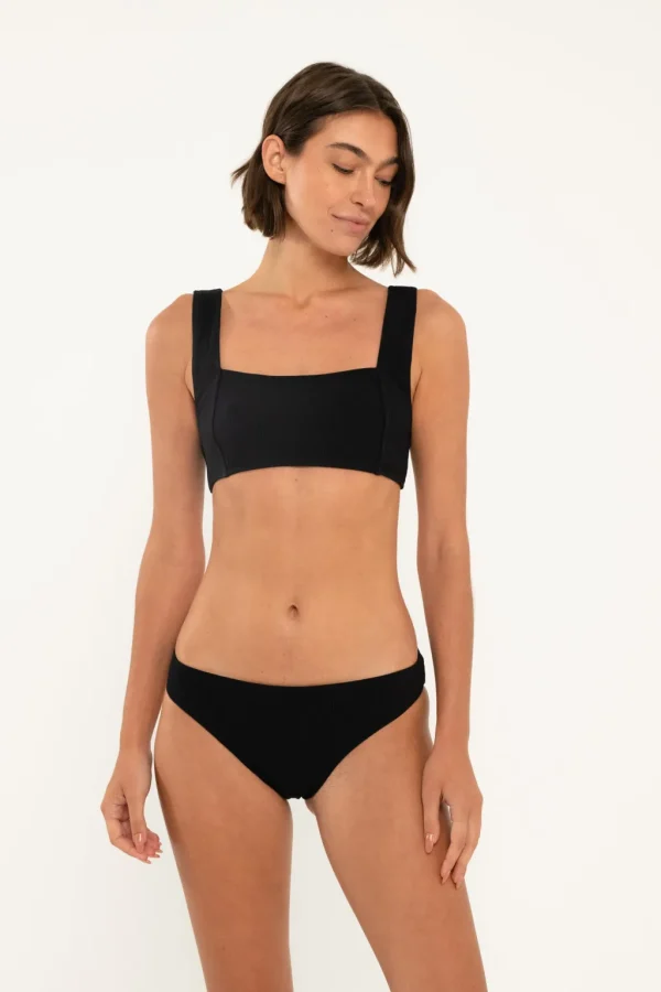 Tops<Citrine Swim Bea Top // Black (ribbed)
