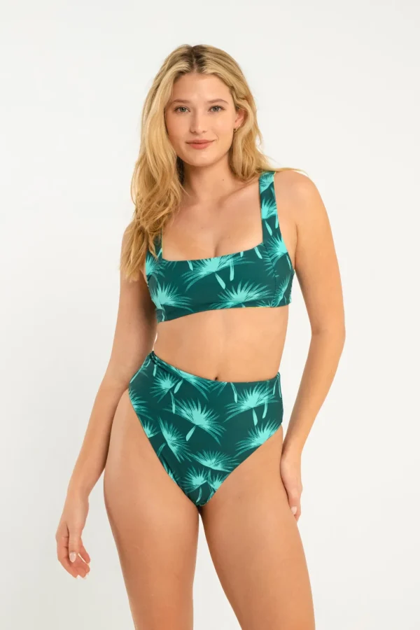 Tops<Citrine Swim Bea Top // Teal/Lime Palm (reversible)