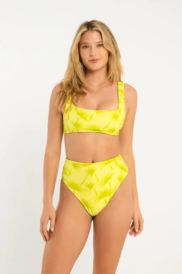 Tops<Citrine Swim Bea Top // Teal/Lime Palm (reversible)