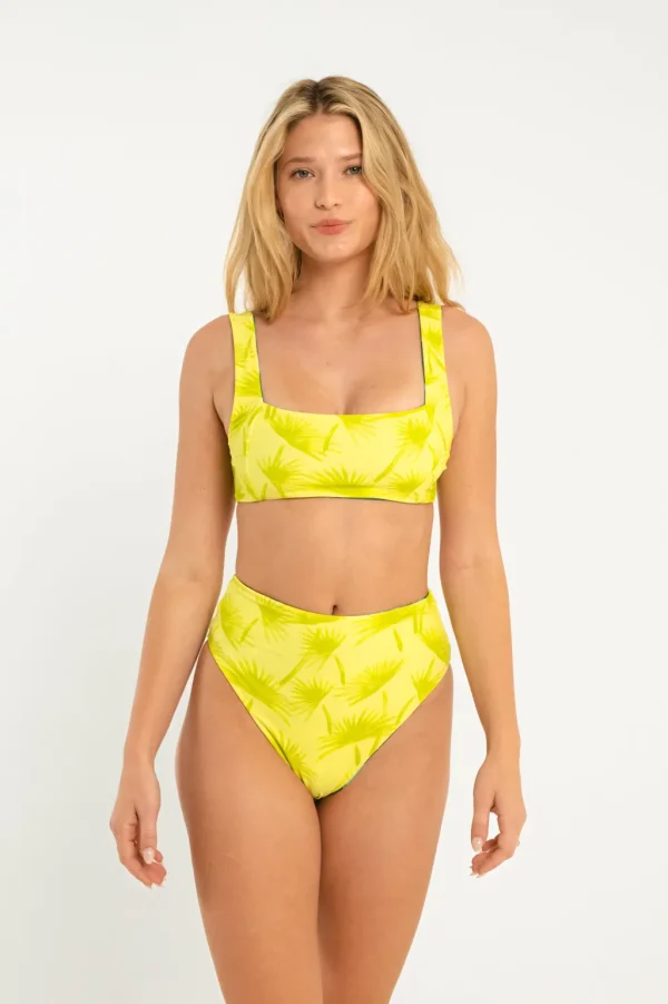 Tops<Citrine Swim Bea Top // Teal/Lime Palm (reversible)