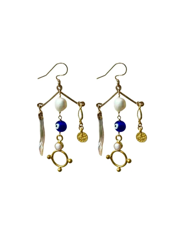 Jewelry<Citrine Swim Blue Evil Eye Chandelier Earrings