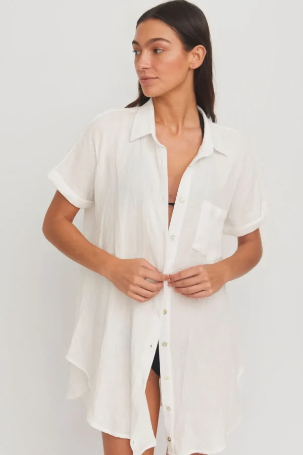 Tops | Dresses<Citrine Swim Breaker Dress // White (gauze)