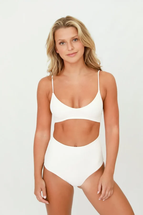 Bottoms<Citrine Swim Dakota Bottom // Pearl (ribbed)