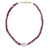 Jewelry<Citrine Swim Deep Pink Stone Necklace