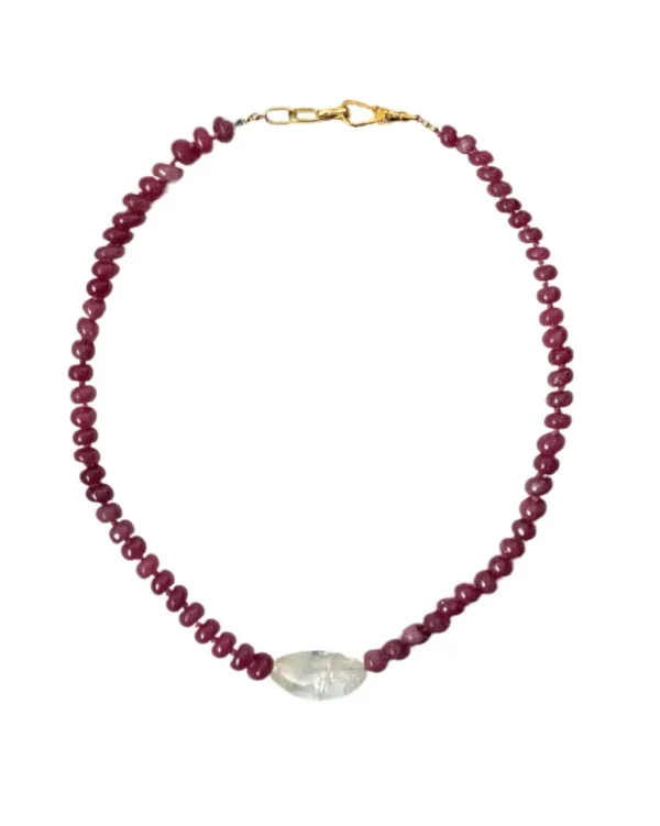 Jewelry<Citrine Swim Deep Pink Stone Necklace