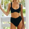 Tops<Citrine Swim Ebby Top // Black (ribbed)
