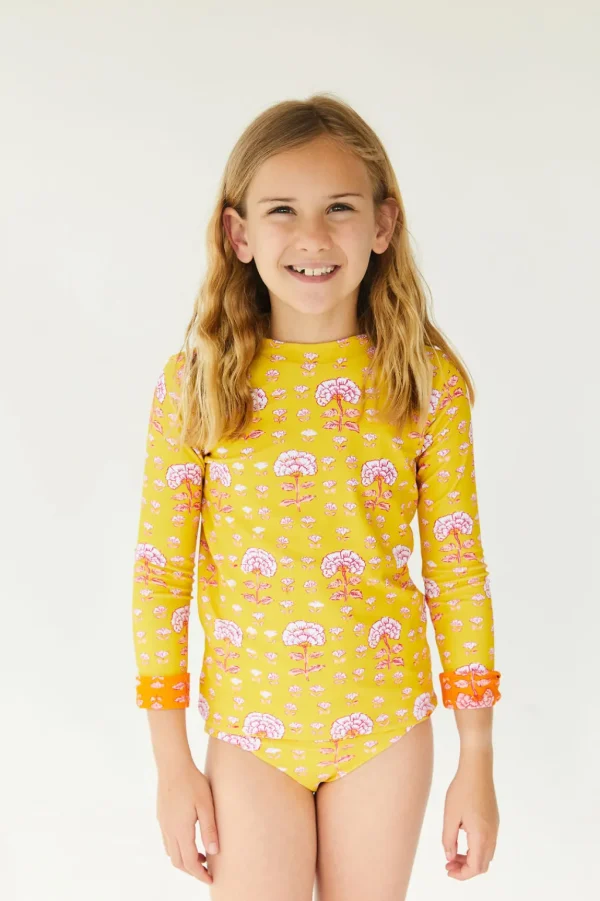 Girls | Kids<Citrine Swim Frannie Set (kids) // Orange-Olive Block Print (reversible)