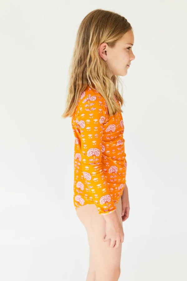 Girls | Kids<Citrine Swim Frannie Set (kids) // Orange-Olive Block Print (reversible)