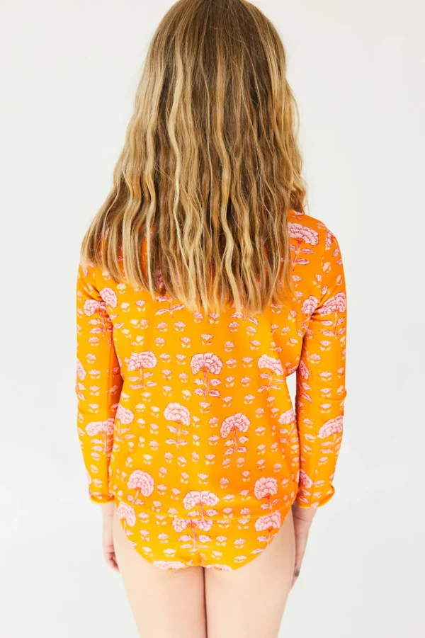 Girls | Kids<Citrine Swim Frannie Set (kids) // Orange-Olive Block Print (reversible)