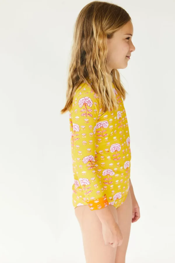 Girls | Kids<Citrine Swim Frannie Set (kids) // Orange-Olive Block Print (reversible)
