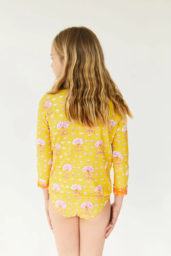 Girls | Kids<Citrine Swim Frannie Set (kids) // Orange-Olive Block Print (reversible)