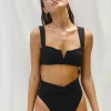 Bottoms<Citrine Swim Georgette Bottom // Black (ribbed)