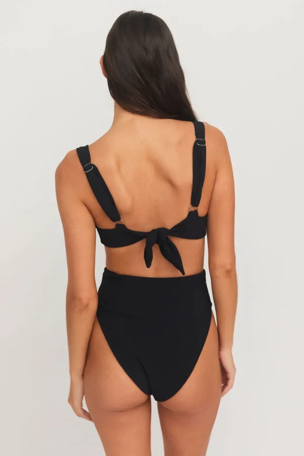 Bottoms<Citrine Swim Georgette Bottom // Black (ribbed)