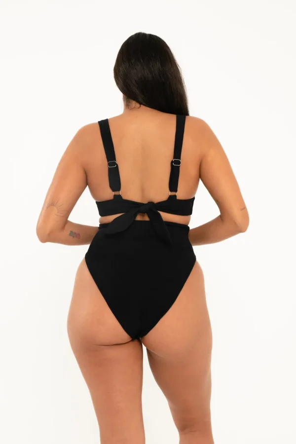 Bottoms<Citrine Swim Georgette Bottom // Black (ribbed)