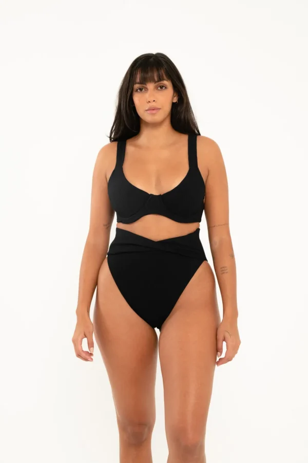 Bottoms<Citrine Swim Georgette Bottom // Black (ribbed)