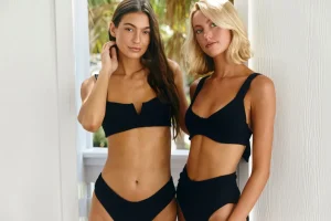 Bottoms<Citrine Swim Georgette Bottom // Black (ribbed)