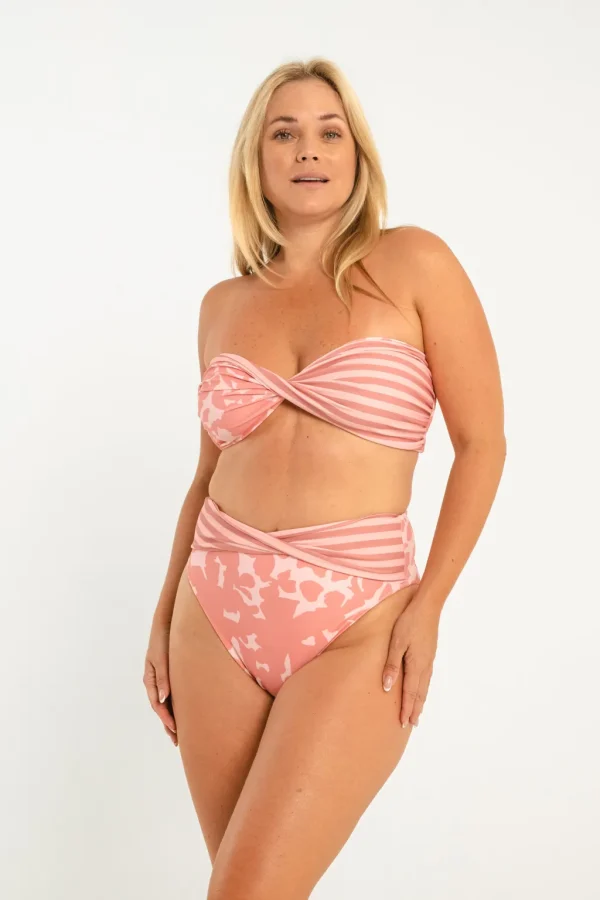 Bottoms<Citrine Swim Georgette Bottom // Tan Floral/Stripes