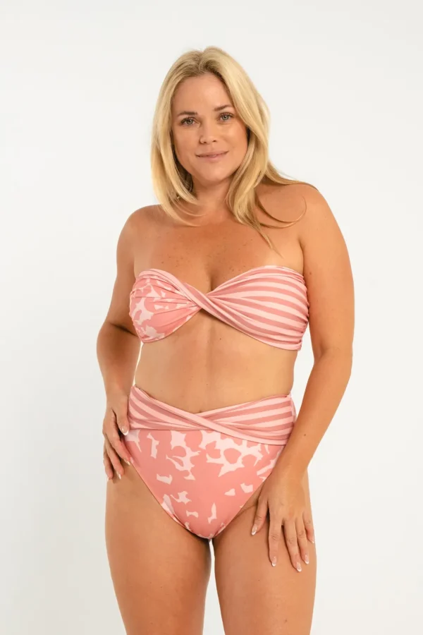 Bottoms<Citrine Swim Georgette Bottom // Tan Floral/Stripes