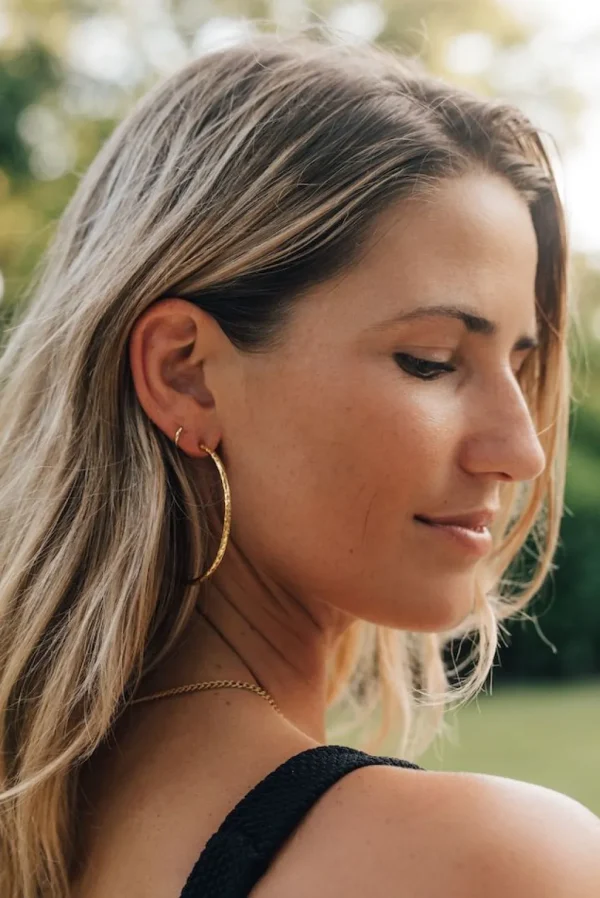 Jewelry<Citrine Swim Gold Hammered Hoops