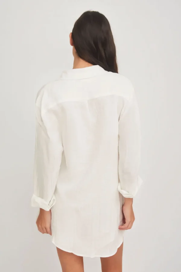 Dresses<Citrine Swim Hampton Shirt Dress // Pearl (gauze)