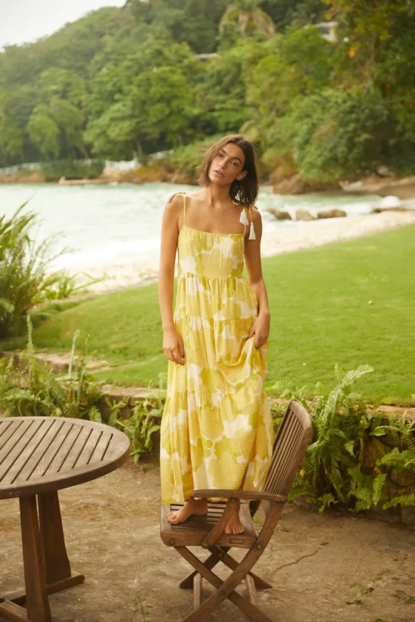 Dresses<Citrine Swim India Dress // Large Lime Floral