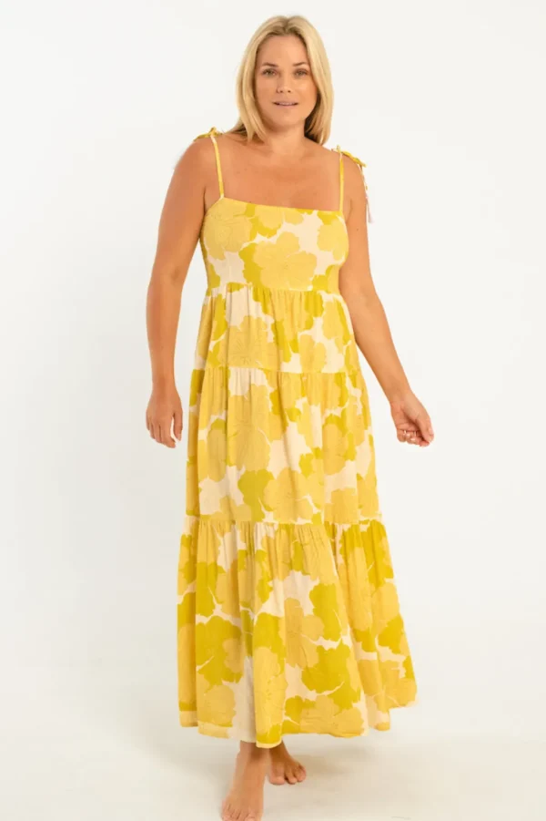Dresses<Citrine Swim India Dress // Large Lime Floral