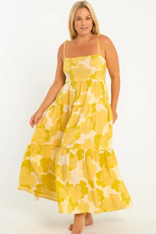 Dresses<Citrine Swim India Dress // Large Lime Floral