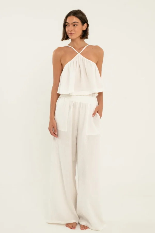 Bottoms<Citrine Swim Lexi Pant // White (gauze)