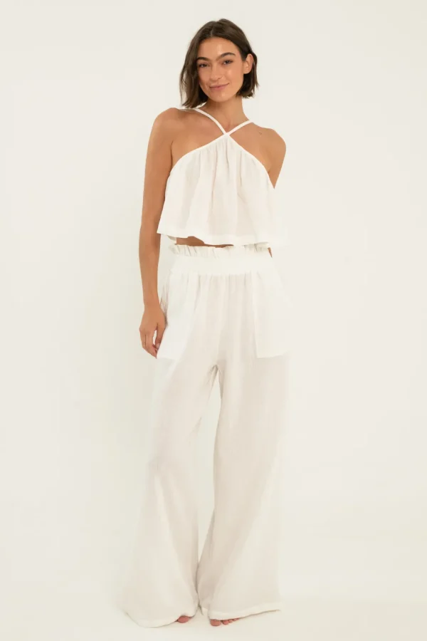 Bottoms<Citrine Swim Lexi Pant // White (gauze)