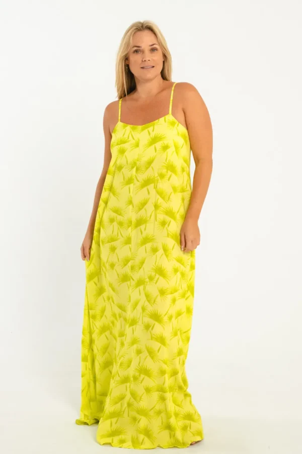 Dresses<Citrine Swim Lizzie Dress // Lime Palms