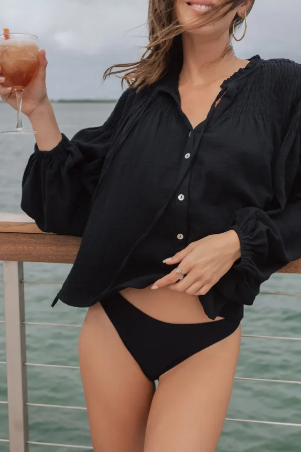 Tops<Citrine Swim Lorelei Blouse // Black (gauze)