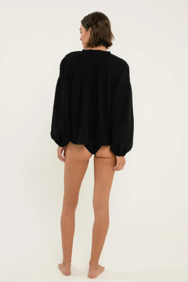 Tops<Citrine Swim Lorelei Blouse // Black (gauze)