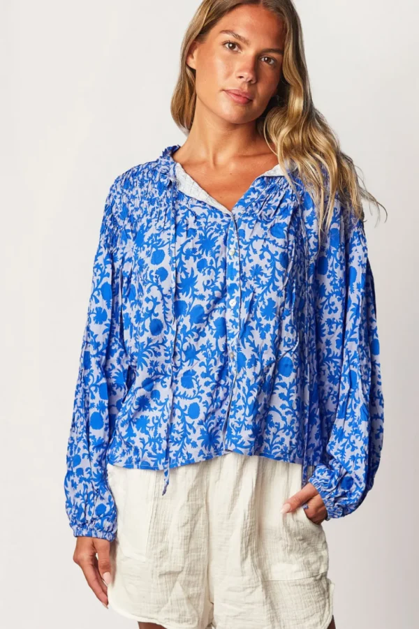 Tops<Citrine Swim Lorelei Blouse // Blue Blooms