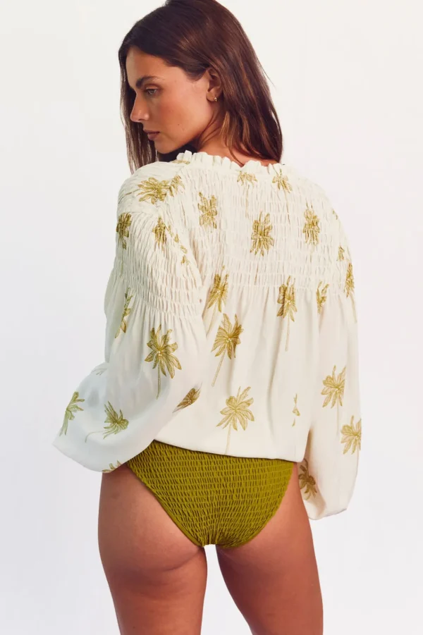 Tops<Citrine Swim Lorelei Blouse // Cream Palmas