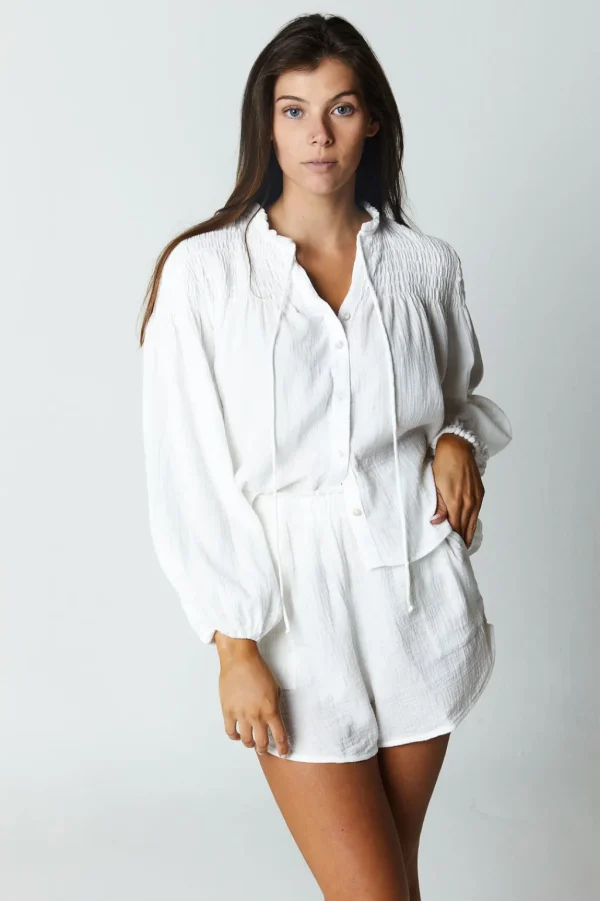 Tops<Citrine Swim Lorelei Blouse // White (gauze)