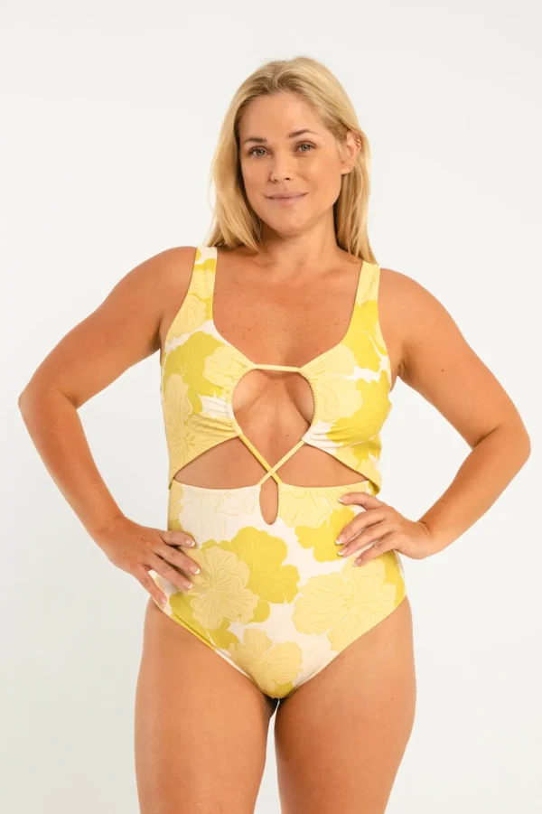 One Pieces<Citrine Swim Meli One Piece // Large Lime Floral