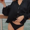 Bottoms<Citrine Swim Piper Bottom // Black (ribbed)