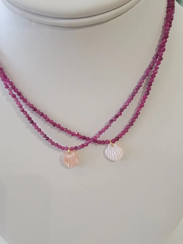 Jewelry<Citrine Swim Raspberry Crystal Shell Necklace