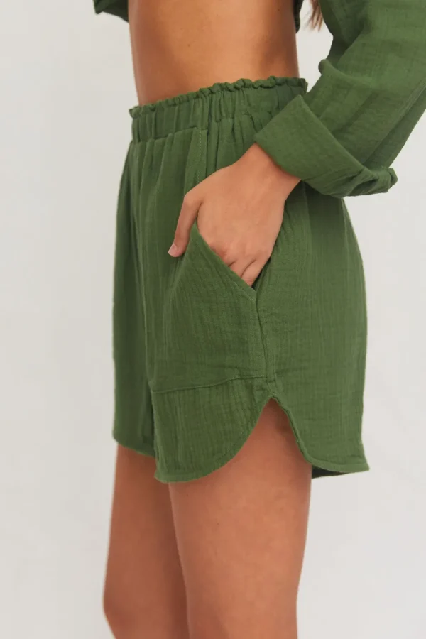 Bottoms<Citrine Swim Raya Shorts // Forest (gauze)