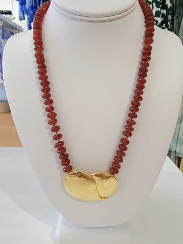 Jewelry<Citrine Swim Red Lotus Pendant Necklace
