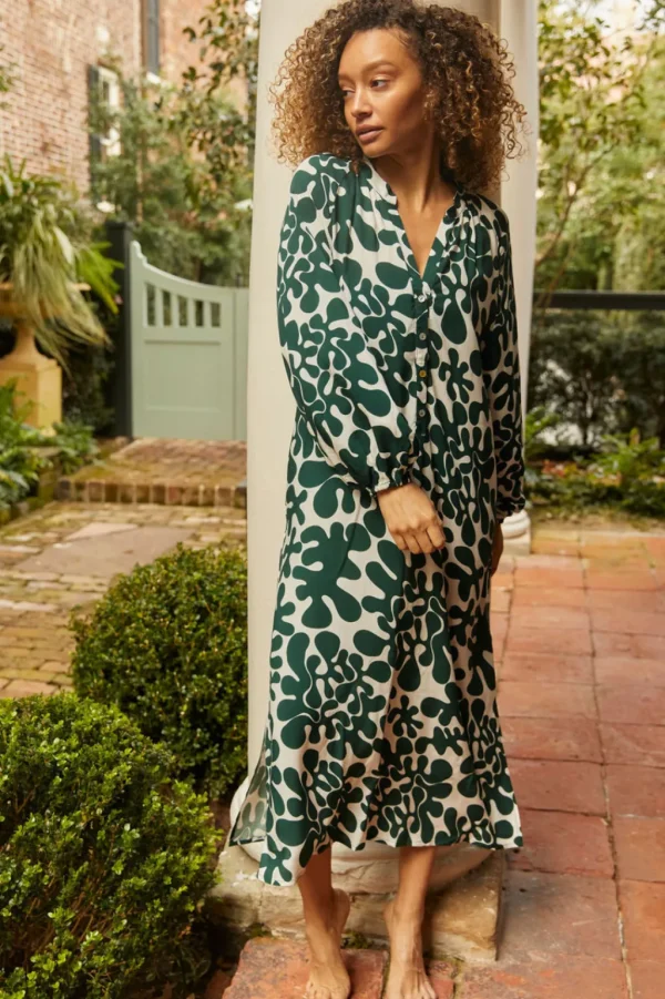 Dresses<Citrine Swim Siesta Dress // Dark Green Abstract