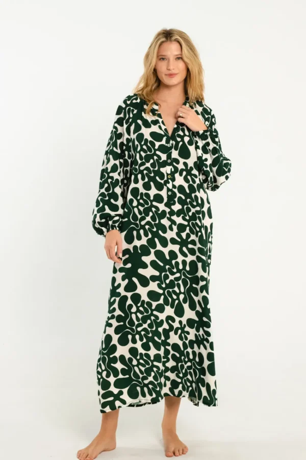 Dresses<Citrine Swim Siesta Dress // Dark Green Abstract