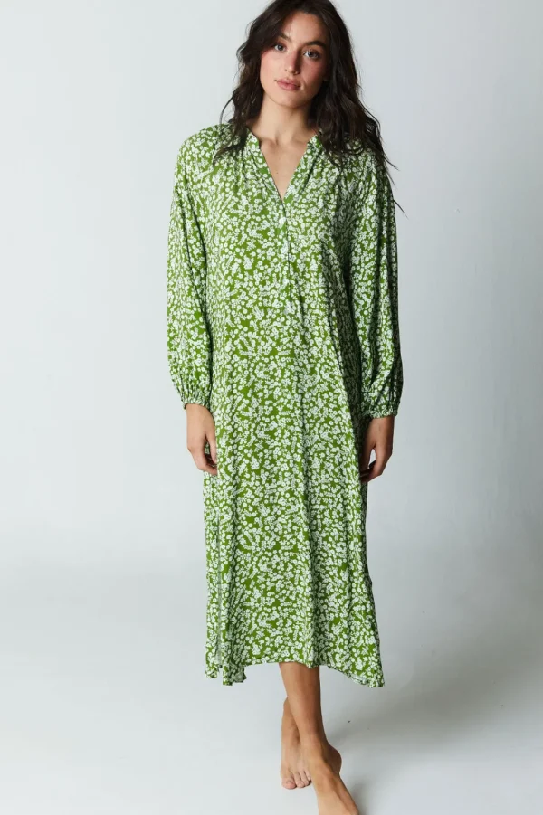 Dresses<Citrine Swim Siesta Dress // Green Ditsy
