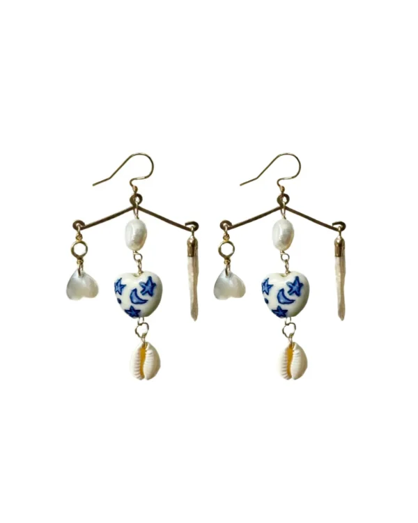 Jewelry<Citrine Swim Stars and Moon Chandelier Earrings