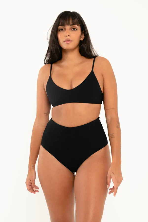 Tops<Citrine Swim Stella Top // Black (ribbed)