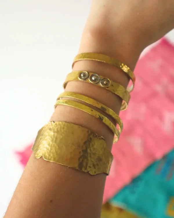 Jewelry<Citrine Swim Three Dot Brass Moroccan Cuff